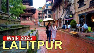 🇳🇵 Patan Rain Walk 2025 ☔️ The Rainy Streets of Lalitpur City 🇳🇵 4K HDR 60FPS