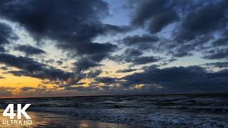 Cloudy Beach Ambience with Relaxing Wave Sounds | 4K Ultra HD