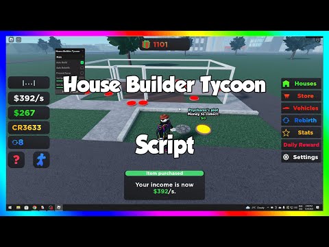 [Roblox] House Builder Tycoon Script | Auto Build | Present Farm & More