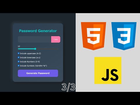 🛡️【HTML/CSS/JavaScript】- Password Generator - 3 #HTML #CSS #JavaScript #Coding #Programming