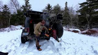 Winter Overland Adventure Campfire In Snow