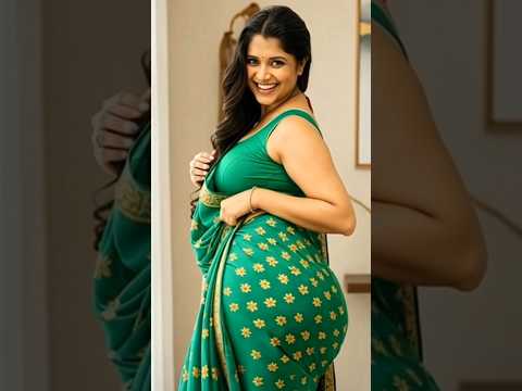 Elegant Green Saree Look | Simple Yet Stunning 🥰#shorts #saree