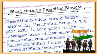 Write a Short Note on Operation Sindoor | English Handwriting Practice