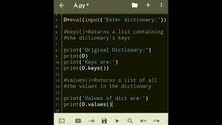 Dictionary functions in #python #Part1  #keys( )  #values( )  #clear( )