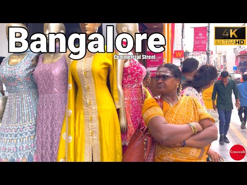Bangalore cheapest street shopping tour - Commercial Street Bangalore-walking tour India 4k 60spf
