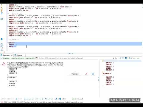 Union Operator in MySQL, For SQL Developers