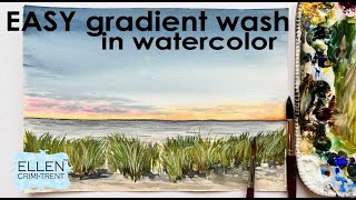 EASY gradient wash Watercolor sunset