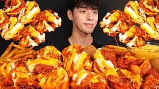 ASMR MUKBANG HOT CHEESE FRIED CHICKEN & FRENCH FRIES & CHEESE BALLS