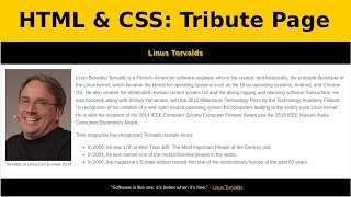HTML & CSS for Beginners - Simple Tribute Page Website for Linus Torvalds 2018