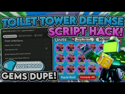 [🔥 DUPE] Toilet Tower Defense DUPE Script | DUPE Gems & Units Toilet Tower Defense | Roblox