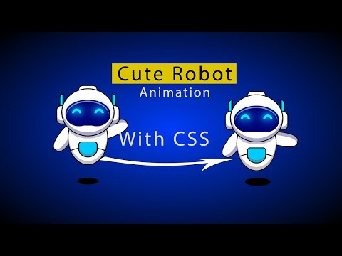 Cute Robot Animation | Waving Hands and Shadow | Cute Robot Illustration CSS Animation