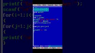 Make Half pyramid pattern of numbers in C #shorts #short #dailyshorts