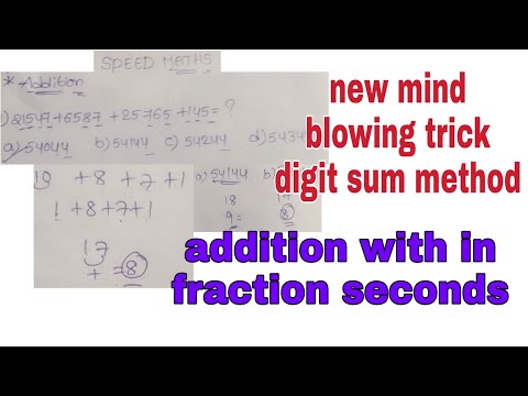 speed maths|new mind blowing trick Addition with in fraction of seconds|digit sum method..