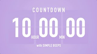 10 Hour Countdown Timer ⏳ Flip Clock with Bell Alerts 💜🔔