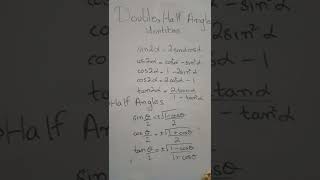 Double and Half angle #identities #formulatricks #trignometricfunctions #trignometry #mathematics