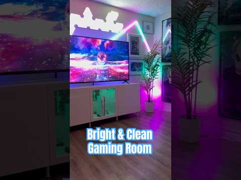 Clean and bright game room with lots of lights! #desksetup #gamingsetup #gamingroom #rgblights