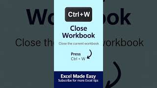 Close Excel Workbook Instantly with Ctrl + W!