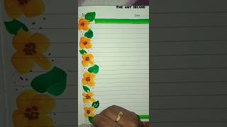 Flower border designs 🌸✨||Brush pen art 🖌️#forprojects #forstudent #youtubeshorts #art #shorts