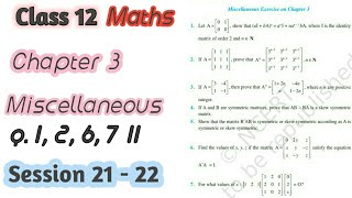 Class 12 Maths Chapter 3 Matrices Miscellaneous