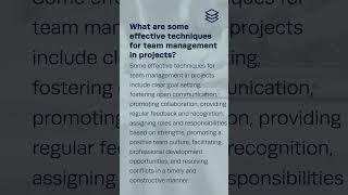 What are some effective techniques for team management in projects?