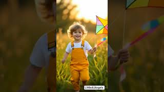 Little Boy Running with Kite | Sunset Childhood Moments :#ChildhoodJoy  #RunningWithKite