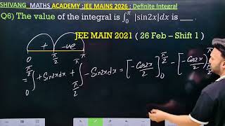 Q) The value of the integral 12 ∫ ( 0 to 3 ) | x^2 - 3x + 2 | dx #jeeproblems #maths #jee #jeemains