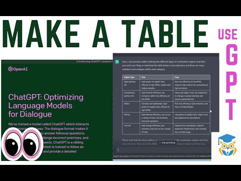 chatgpt tutorial: Learn to Make a table using gpt