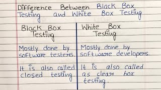 Difference Between Black Box Testing and White Box Testing | Software engineering