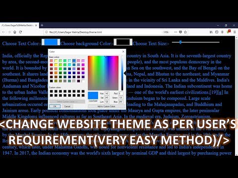 Change Website Theme, Night Mode As Per User's Requirement Using Html5 And Simple Javascript [Hindi]