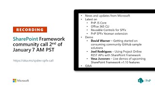 SharePoint Framework & JavaScript SIG community call – 2nd of January 2020