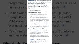 Best competitive programmer in the world#Gennady Korotkevich#topcoder#bestcoder#coder