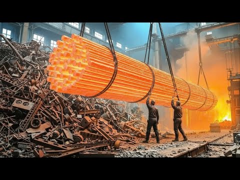Turning Scrap Cars Into Thousand-Dollar Steel Bars | Inside Mega Steel Recycling Factory