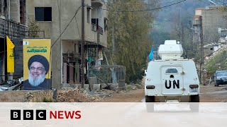 Searching for Hezbollah positions with UN troops in Lebanon | BBC News