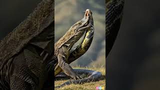 Monitor Lizard Wrestles and Tosses Python#ai#GPT#sora#openai#story#animal