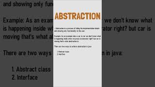 Java's Abstraction #java #javainterviewquestions #javashorts #javaprogramming #abstraction