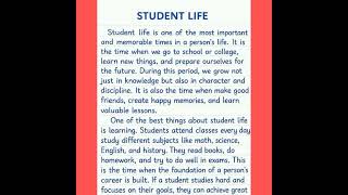 essay for Student Life|| Student Life ||Read in Students life