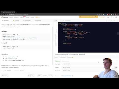 Java solution to Leetcode Squares of a Sorted Array