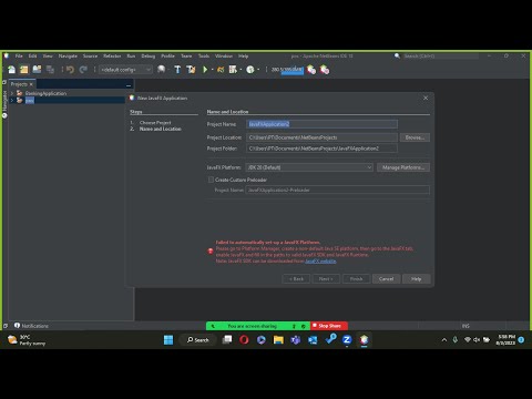 Apache NetBeans IDE 18 JavaFX: Fixing "Failed to Automatically Set-up JavaFX Platform" Error sinhala