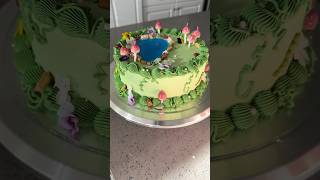Woodland cake with a jello pond! 🍄🪷 #cake #cakedecorating #shorts #enchantedforest