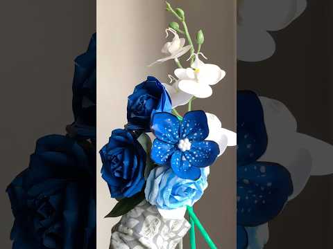 Blue aesthetic paper flower | flower making from paper | #craft #shorts