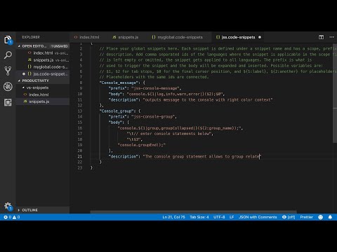 VSCode Tutorial - Faster Coding With User Snippets