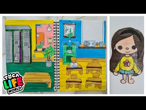 Toca Life school quiet book inspired by @Pink Ping World #tocaboca #quietbook #dollhouse