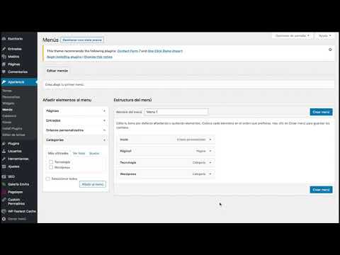 ¿Cómo cambiar o añadir elementos en el menú? - Wordpress