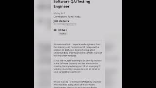Software Test Engineer#getemployed #fresher #experienced #youtubeshorts #softwaretestingjobs #qajobs