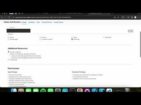 AddChange Permissions/Access in Appstore Account