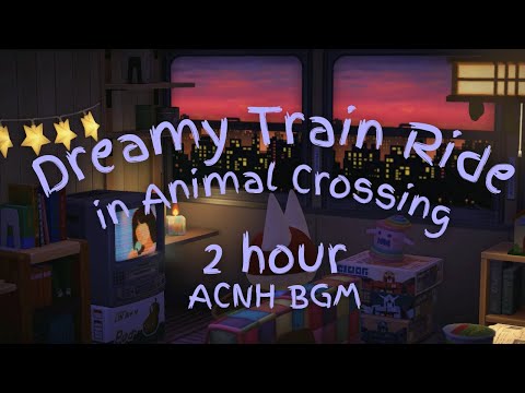 🌙🌆dreamy pink sunset train ride in animal crossing ⭐ | work & study music | ACNH BGM 🎧 2hour