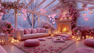 Smooth Jazz at a Romantic Valentine’s Day Porch 💝❄️🔥 Cozy Winter Ambience with Fireplace Sounds