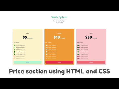Price section design using HTML and CSS