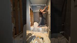 Bathroom demo part 5: shower tile removal #diy #renovation #bathroomremodel #project #bathroom