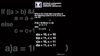 34 C Quiz    Infotech Computers Bhagyanagar Kurnool 6302358106, 08518221221 #CodeQuiz#ShortsQuiz#c